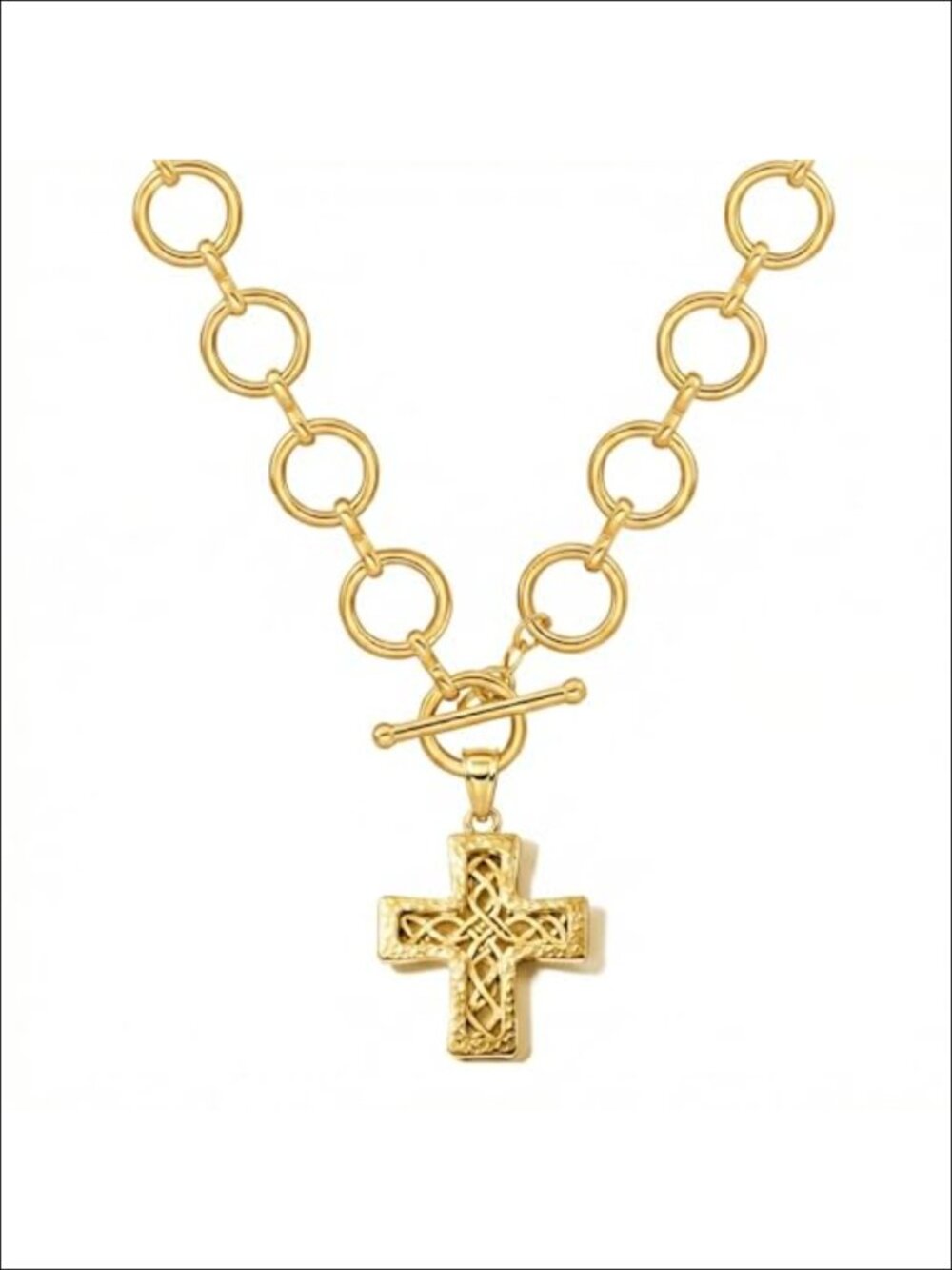 Chunky Cross Necklace for Women, 925 Sterling Silver Statement Pendant